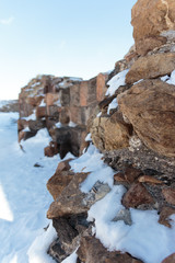 Archaeological Site of Ani Ruins on UNESCO World Heritage List. Kars Turkey ,February 2017.
