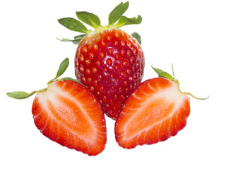 Fresh red strawberrys on white isolated background