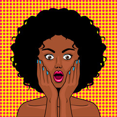 Surprised woman pop art style vector illustration