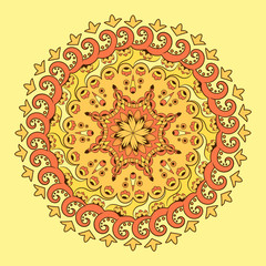 Colorful mandala hand drawn vector illustration