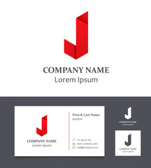 Letter J - Logo Design Element with Business Card - illustration