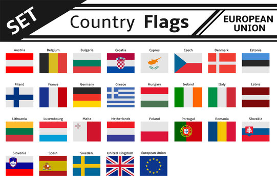 set countries flags europe