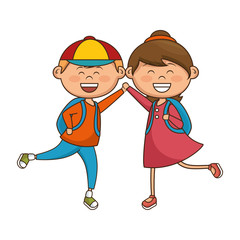 cute little couple kids characters vector illustration design