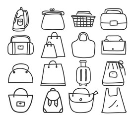 Fototapeta premium icon bag hand drawn vector set line art illustration