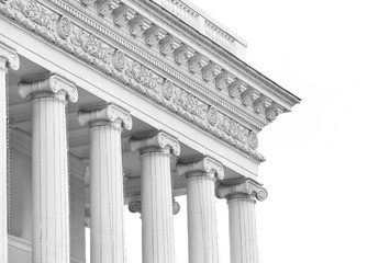 Closeup of building with columns in neoclassical style