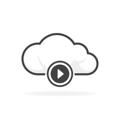 Cloud play audio and video icon vector illustration