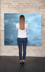 Girl in modern art gallery