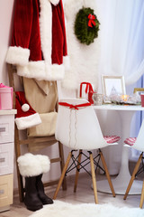 Modern dining room with Christmas decorations