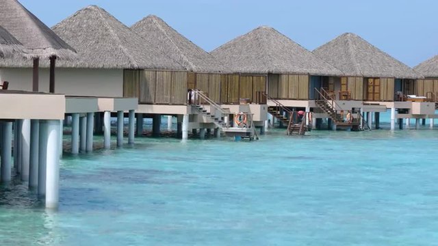 Private Bungalows over the Tropical Sea in the Maldives