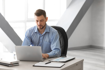 Handsome manager working with laptop in office © Africa Studio