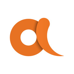 Orange circle and the comma is similar to the letter A simple vector illustration