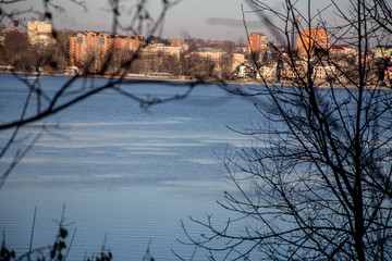 Winter lake with ice chunks