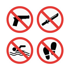 Prohibition signs set safety information vector illustration.