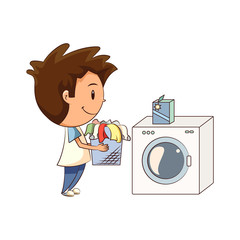 Child doing laundry