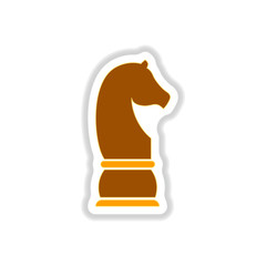 Vector illustration in paper sticker style Chess knight