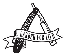 Barber For Life Design
Vector illustration of vintage straight razor with banner that reads Barber For Life. - obrazy, fototapety, plakaty