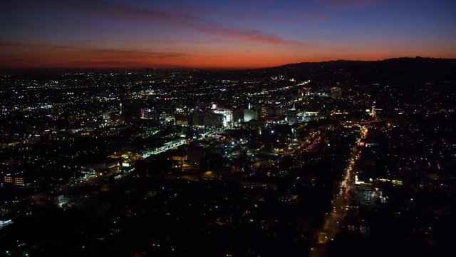 Over Hollywood at nightfall. Shot in October 2010.