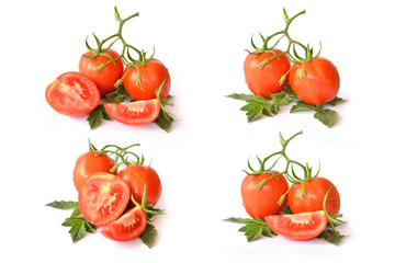 Fresh red tomatoes on white background
