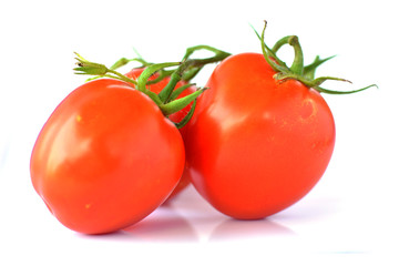 Fresh red tomatoes on white background