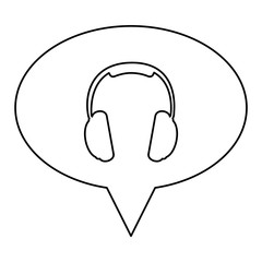 monochrome contour of oval speech with headset icon vector illustration