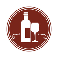 wine cup and bottle isolated icon vector illustration design