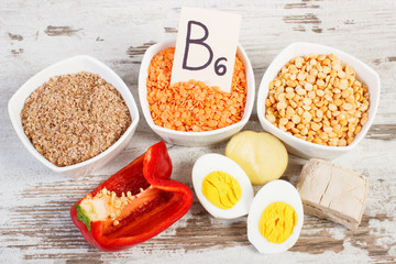 Products and ingredients containing vitamin B6 and dietary fiber, healthy nutrition