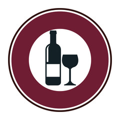 wine cup and bottle isolated icon vector illustration design