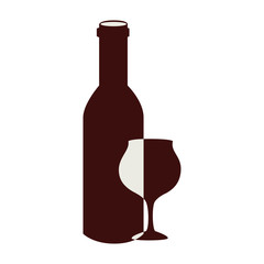 wine cup and bottle isolated icon vector illustration design