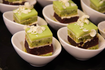  appetizers mini desserts on catering buffet