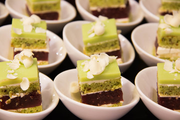  appetizers mini desserts on catering buffet