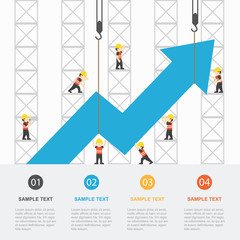 Crane and increasing graph. Infographic Template. Vector Illustration.