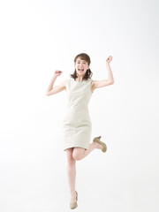 Obraz premium ジャンプするビジネスウーマン
