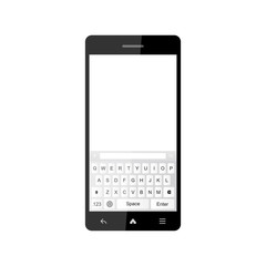 Black modern smartphone with keyboard and large display. Flat vector illustration EPS 10