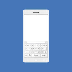 White modern smartphone with keyboard and large display. Flat vector illustration EPS 10