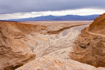 Fototapeta na wymiar Arroyo into Badwater Basin Death Valley NP CA USA