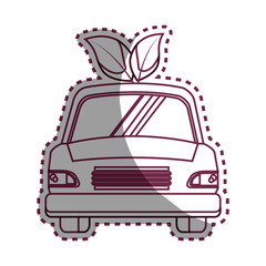 car with leafs ecology vector illustration design