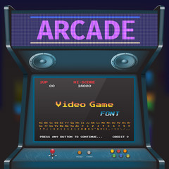 Arcade Video Game Font. 8 bit font. Arcade Retro Machine.