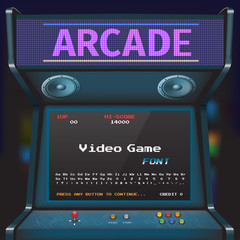 Arcade Video Game Font. 8 bit font. Arcade Retro Machine.