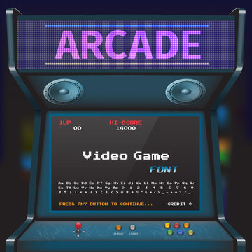 Arcade Video Game Font. 8 bit font. Arcade Retro Machine.