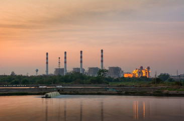 Naklejka premium Twilight photo of power plant