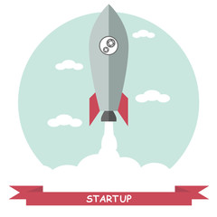 Start Up. Businessman rocket lift up. Concept business vector illustration