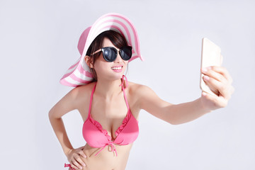 Fototapeta premium beauty woman wear bikini happily