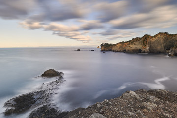 Morning sea and rock formations at Futo coast, Shizuoka Prefecture, Japan