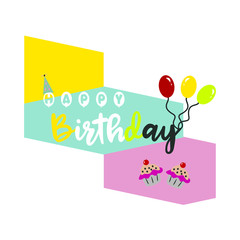The word Happy Birthday To You. Vector banner with the text color