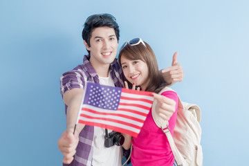 couple take american flag