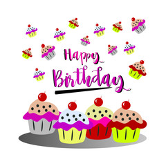 The word Happy Birthday To You. Vector banner with the text color