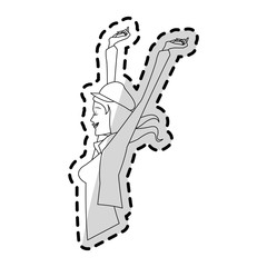 beautiful happy young woman with raised arms  icon image vector illustration design 