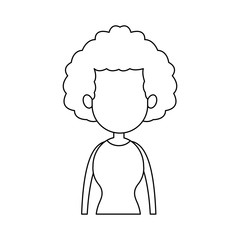 faceless woman with curly hair cartoon icon image vector illustration design 