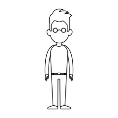 faceless man with round lens glasses cartoon icon image vector illustration design 