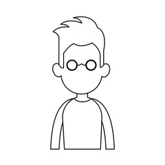 faceless man with round lens glasses cartoon icon image vector illustration design 